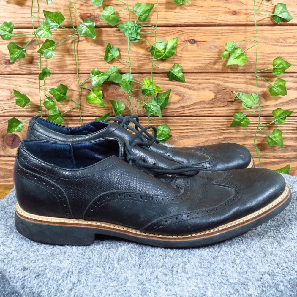 Cole Haan Morris Wingtip Mens Oxford Dress Shoes Size 11.5 Black Leather Classic
